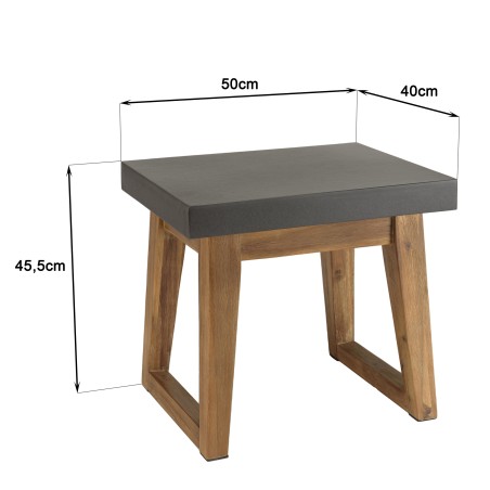 HECTOR - Rectangular Side Table 50x40cm Dark Concrete Effect