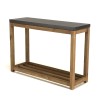 HECTOR Rectangular Console Table PM Double Shelf Dark Concrete Effect and Acacia