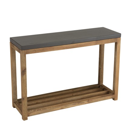 Console HECTOR - Double plateau béton foncé et acacia