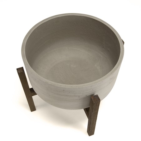 Pot de fleur HECTOR en béton et acacia