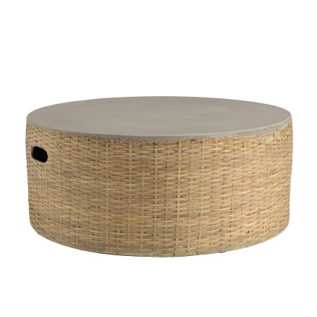 Table basse ronde HECTOR en béton et bambou