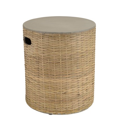 HECTOR Round Side Table with Concrete Top and Bamboo Base