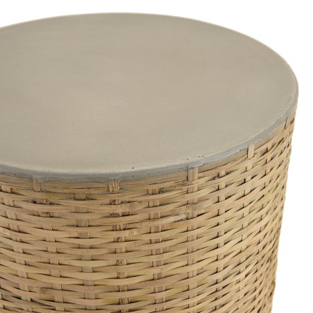 HECTOR Round Side Table with Concrete Top and Bamboo Base