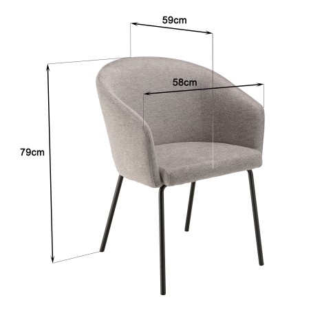 Lot de 2 chaises ULYSSE tissu gris clair