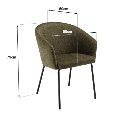 Lot de 2 chaises ULYSSE - Tissu vert olive