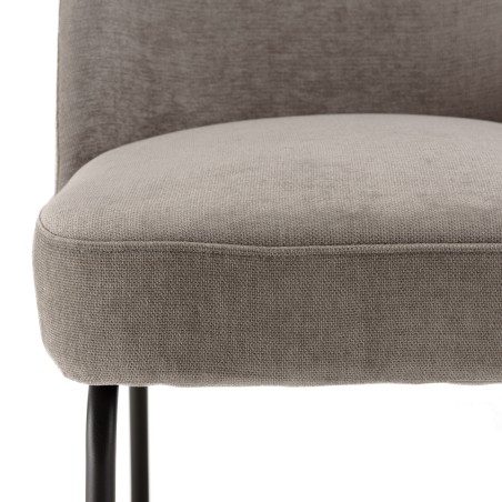 ULYSSE Set of 2 Chairs - Linen-Coloured Fabric with Black Steel Legs