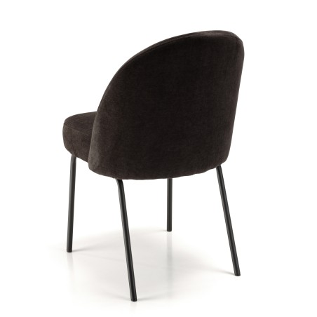 ULYSSE Set of 2 Chairs - Black Fabric & Steel Legs