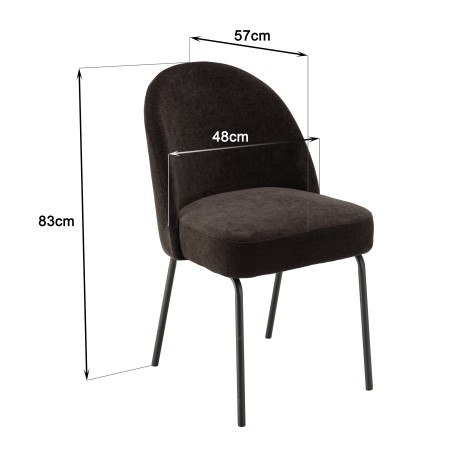 Lot de 2 chaises ULYSSE - Tissu noir et acier noir