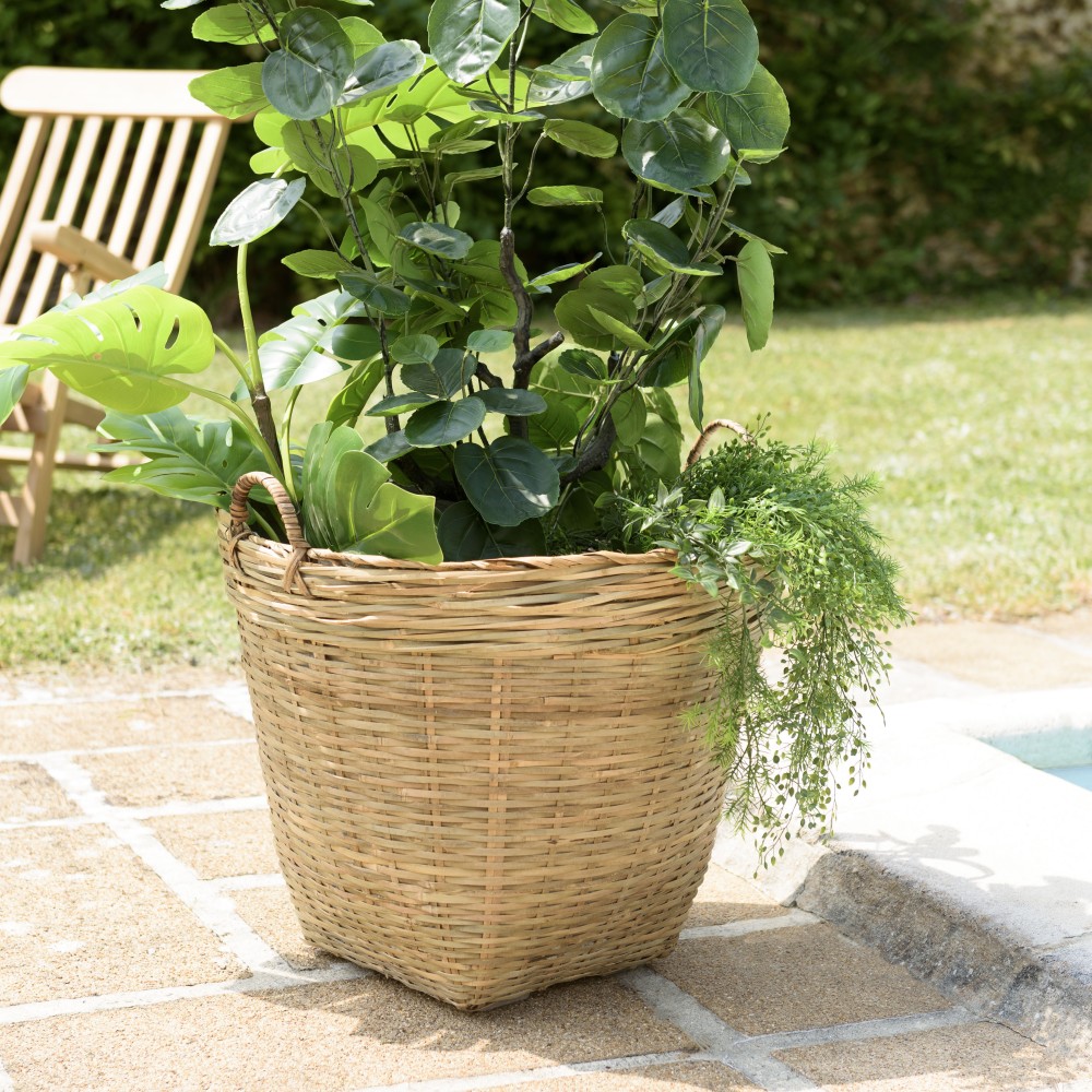 Pot de fleur rond en bambou naturel HECTOR 60x60cm Pot de fleur rond en bambou naturel HECTOR 60x60cm