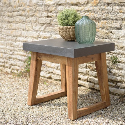 HECTOR - Rectangular Side Table 50x40cm Dark Concrete Effect