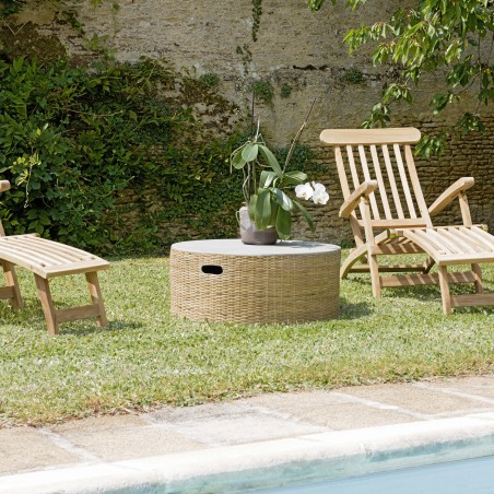 Table basse ronde HECTOR en béton et bambou