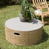 Table basse ronde HECTOR en béton et bambou