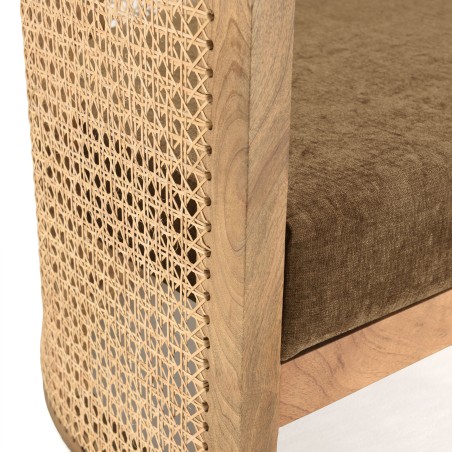 ISA - Mango Wood Armchair with Natural Cane Back and Taupe Seat
