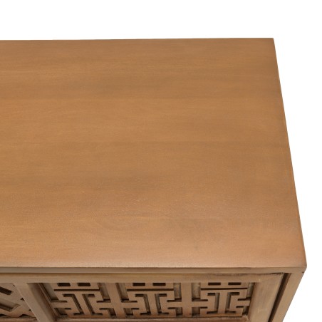 ISA - Patinated Mango Wood Sideboard with Art Deco Carved Motifs