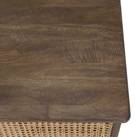 ISA Dark Mango Wood Coffee Table with Natural Cane Patchwork