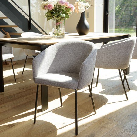 Lot de 2 chaises ULYSSE tissu gris clair