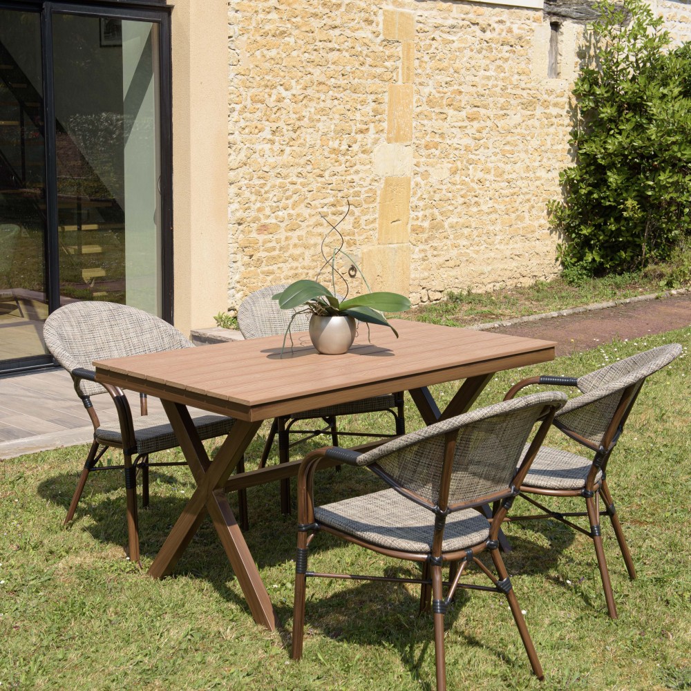 VIANNEY Rectangular Garden Table for 4 People - 140 x 80 cm VIANNEY Rectangular Garden Table for 4 People - 140 x 80 cm