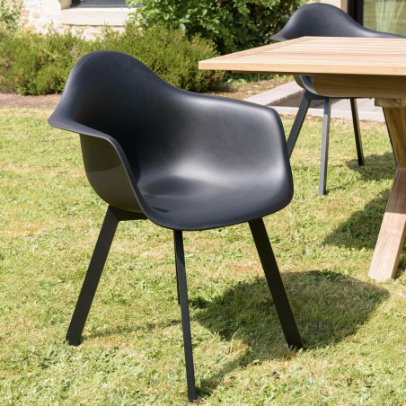 MALO - Set of 6 Black Armchairs with Rounded Backrests