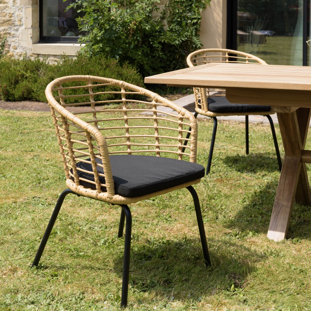 MALO - Set of 2 Natural-Coloured Synthetic Rattan Armchairs MALO - Set of 2 Natural-Coloured Synthetic Rattan Armchairs