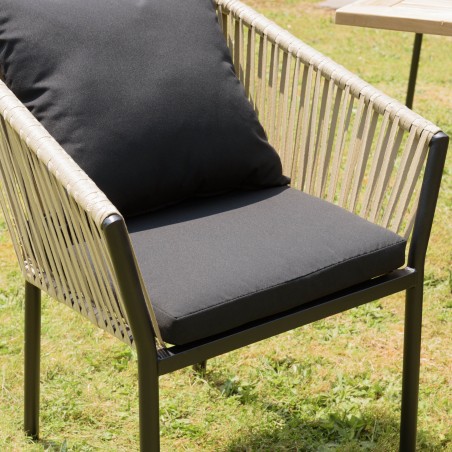 Lot de 6 fauteuils en cordage - Naturel et noir