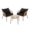 MALO - Set of 2 Synthetic Rattan Armchairs and Round Coffee Table