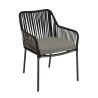 MALO - Set of 2 Black Rope Armchairs with Anthracite Grey Seat Cushions