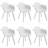 MALO - Set of 6 White Armchairs with Rounded Backrest