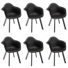 MALO - Set of 6 Black Armchairs with Rounded Backrests