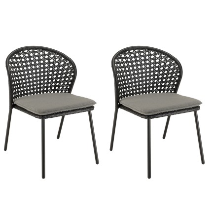 MALO - Set of 2 Black Rattan Chairs | Outdoor Furniture