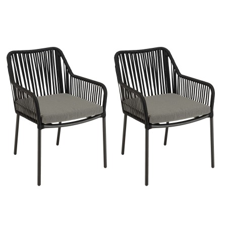 Lot 2 fauteuils MALO cordage noir coussin gris anthracite
