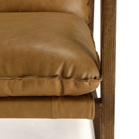 OCTAVE Vintage Cognac Brown Leather Reclining Armchair
