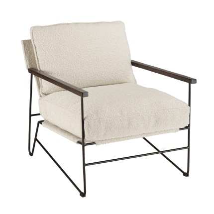 Fauteuil OCTAVE - Tissu écru et bois