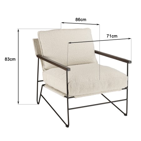 Fauteuil OCTAVE - Tissu écru et bois