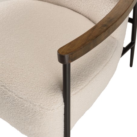Fauteuil OCTAVE en tissu bouclette écru