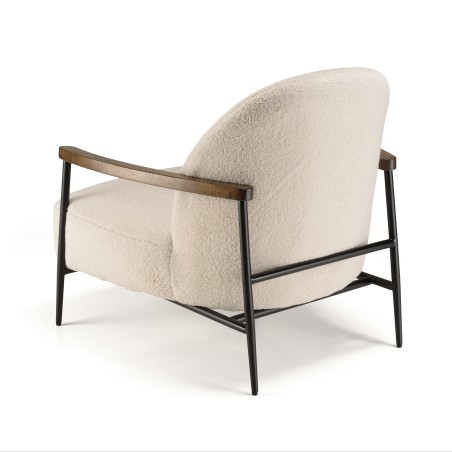 Fauteuil OCTAVE en tissu bouclette écru