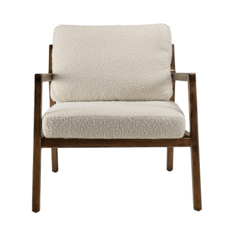 Fauteuil OCTAVE en tissu écru et bois