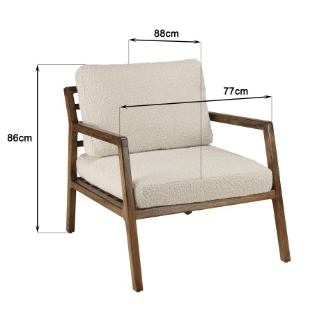 OCTAVE Armchair - Ecru Fabric & Wooden Frame