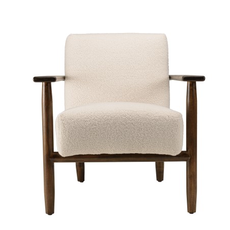 Fauteuil OCTAVE en tissu bouclette écru