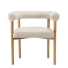 OCTAVE Chair in Ecru Fabric with Rounded Backrest and Wooden Legs