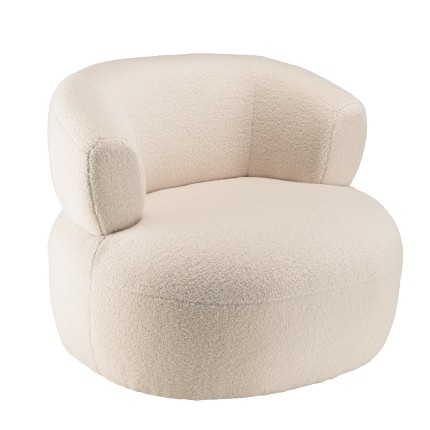 Fauteuil OCTAVE en tissu bouclette écru