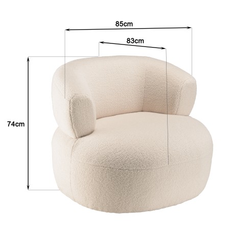 OCTAVE Armchair in Ecru Bouclé Fabric