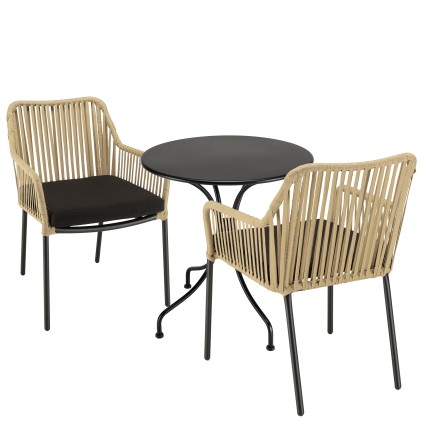 Salon de jardin MALO 2 pers. - Table ronde 70x70cm et 2 fauteuils
