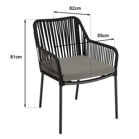 Salon de jardin MALO 2 pers. - Table carrée 70x70cm et 2 fauteuils