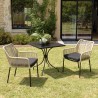 MALO 2-Person Garden Set - Square Table 70x70cm - Beige and Black Armchairs