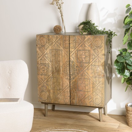 ISA - Buffet en manguier 2 portes motifs ethniques