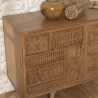 ISA - Patinated Mango Wood Sideboard with Art Deco Carved Motifs
