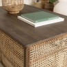 ISA Dark Mango Wood Coffee Table with Natural Cane Patchwork