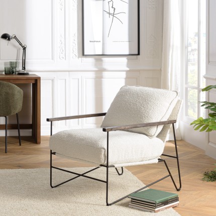 OCTAVE Ecru Fabric Armchair with 1 Cushion