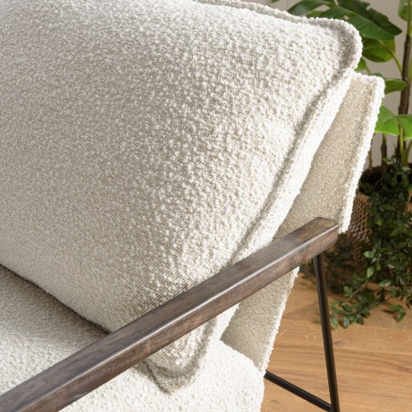 Fauteuil OCTAVE - Tissu écru et bois