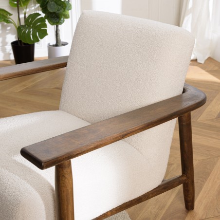 Fauteuil OCTAVE en tissu bouclette écru